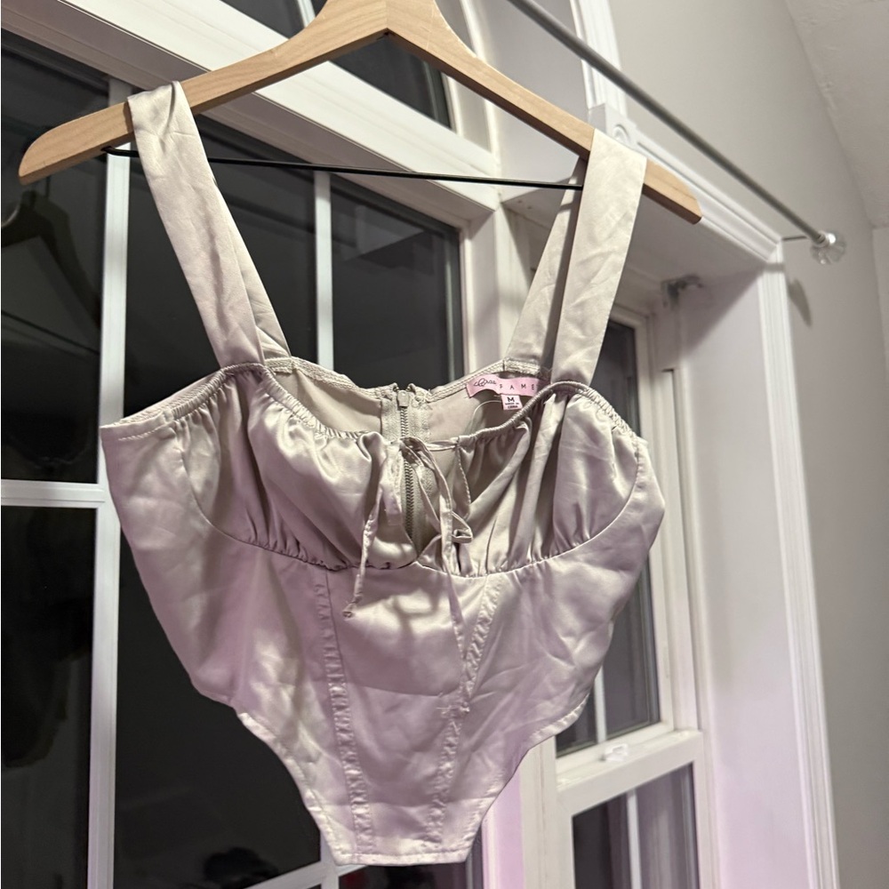 Crave Fame Satin Bustier in Soft Pink